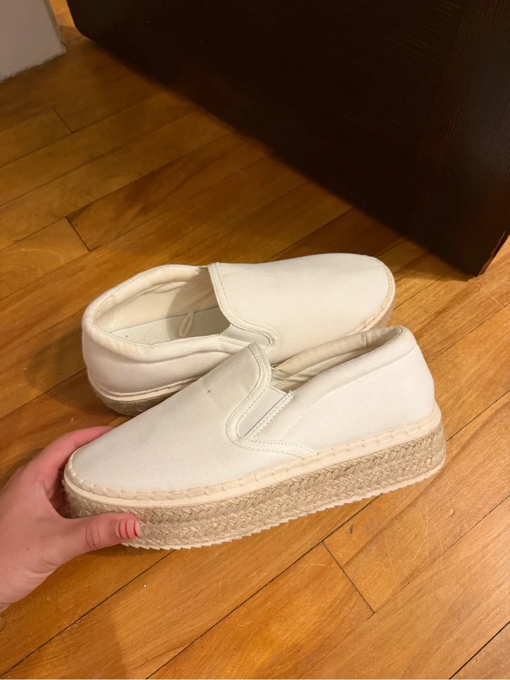 H&M Slip-On Canvas Platform Espadrille Sneakers - White
